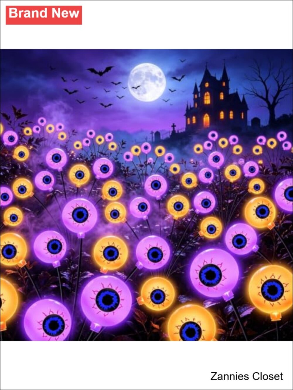 👻 Solar Halloween Eyeball Swaying Lights 4 Pack 24 LED Outdoor Yard Garden